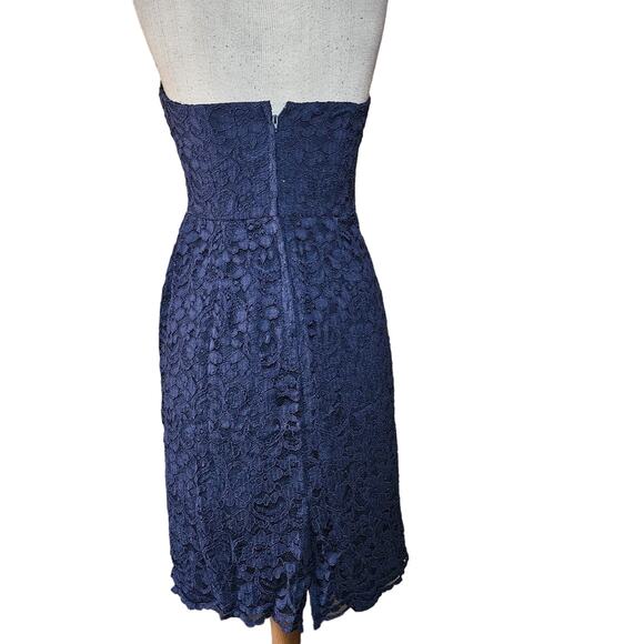 Navy Blue Lace Strapless Cocktail Dress Size 8 - Picture 2 of 4